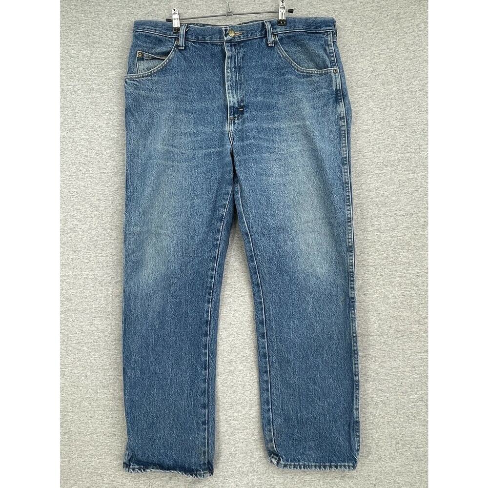 Wrangler Jeans Mens 38 x 30 Blue Denim Regular Fit Straight Leg Western Cowboy